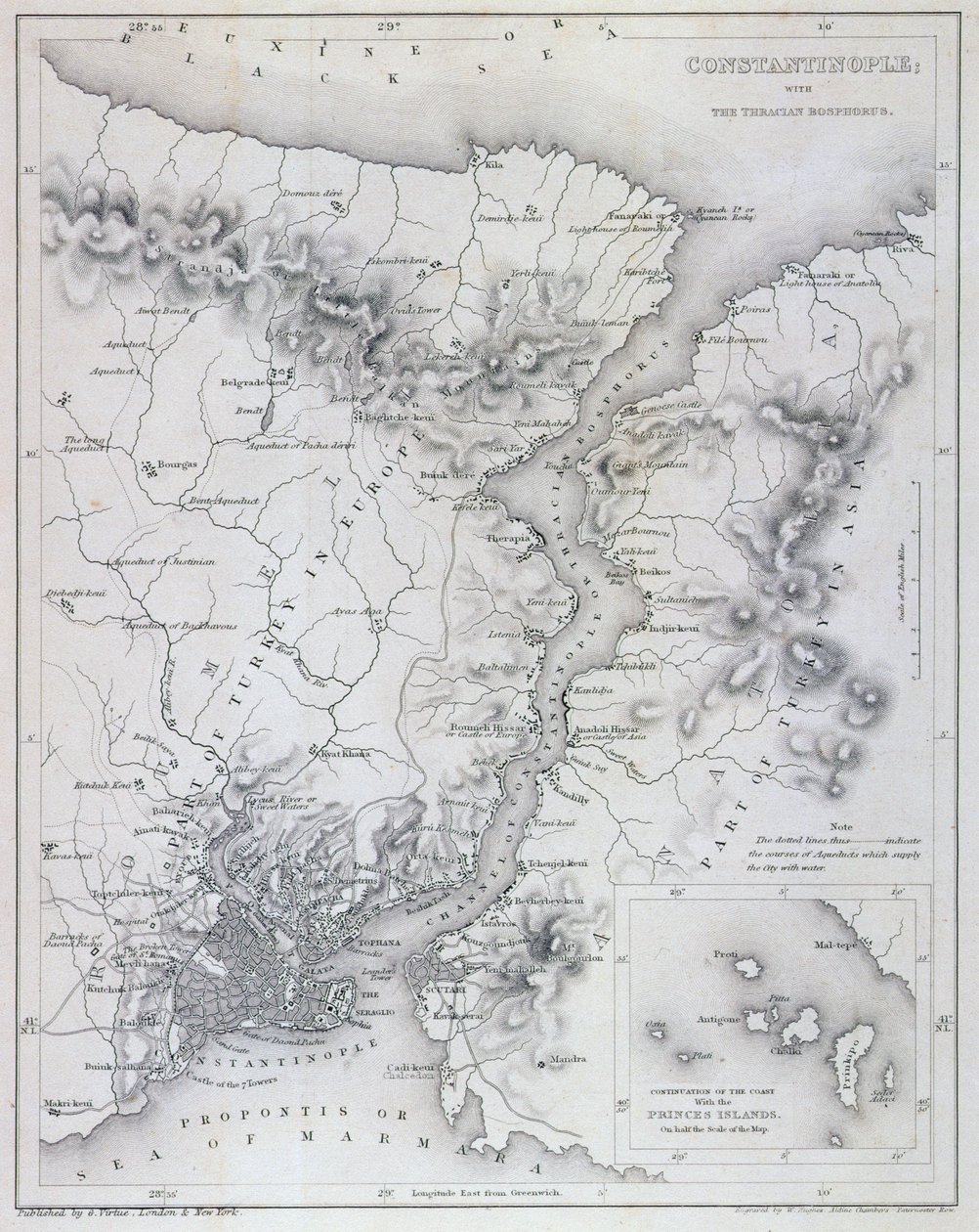 君士坦丁堡和博斯普鲁斯海峡，1850年 作者 休斯