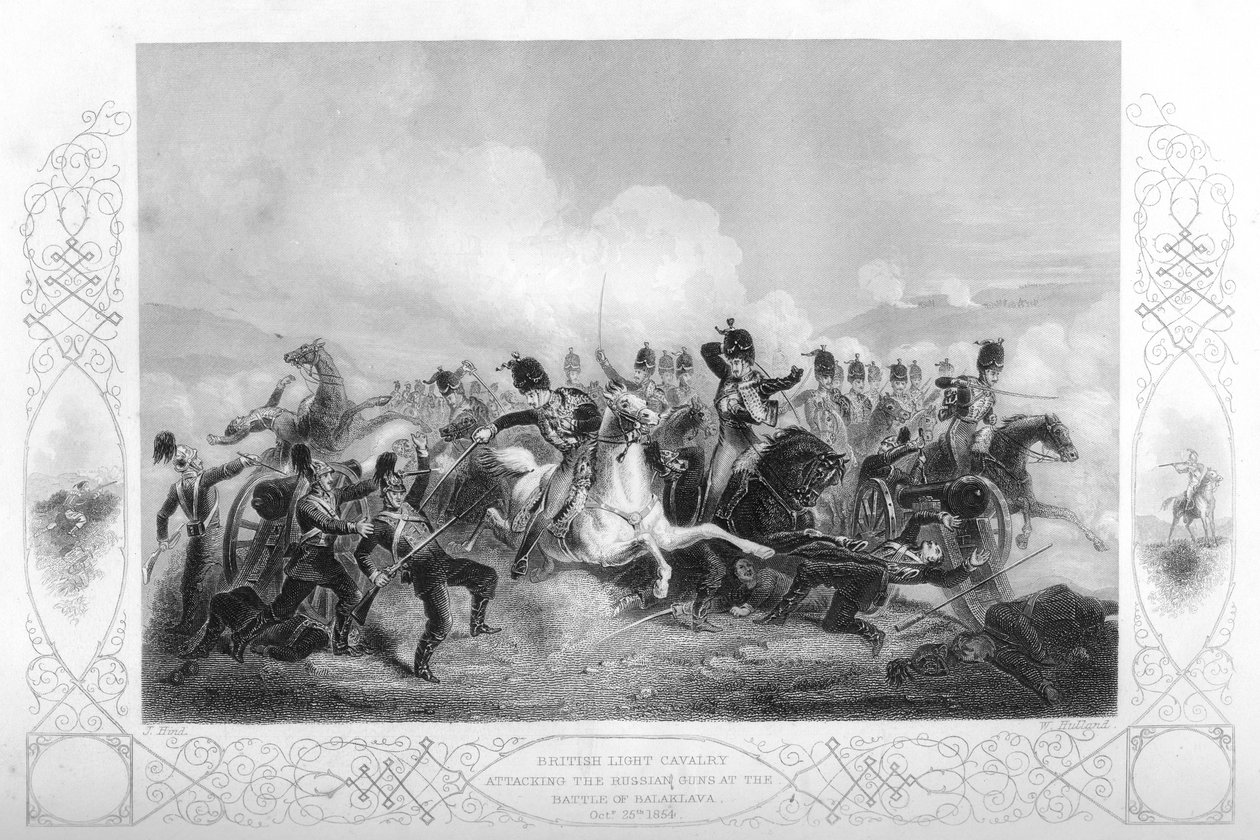 1854年1857年，克里米亚战争期间，轻骑兵在巴拉克拉瓦进攻俄国枪支。 作者 沃兰德