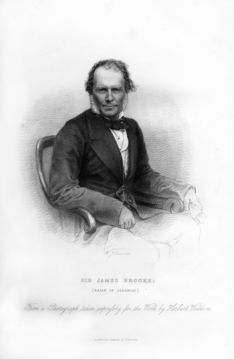 沙捞越的拉贾（Rajah）詹姆斯·布鲁克（James Brooke）爵士，十九世纪。 作者 爱德华兹