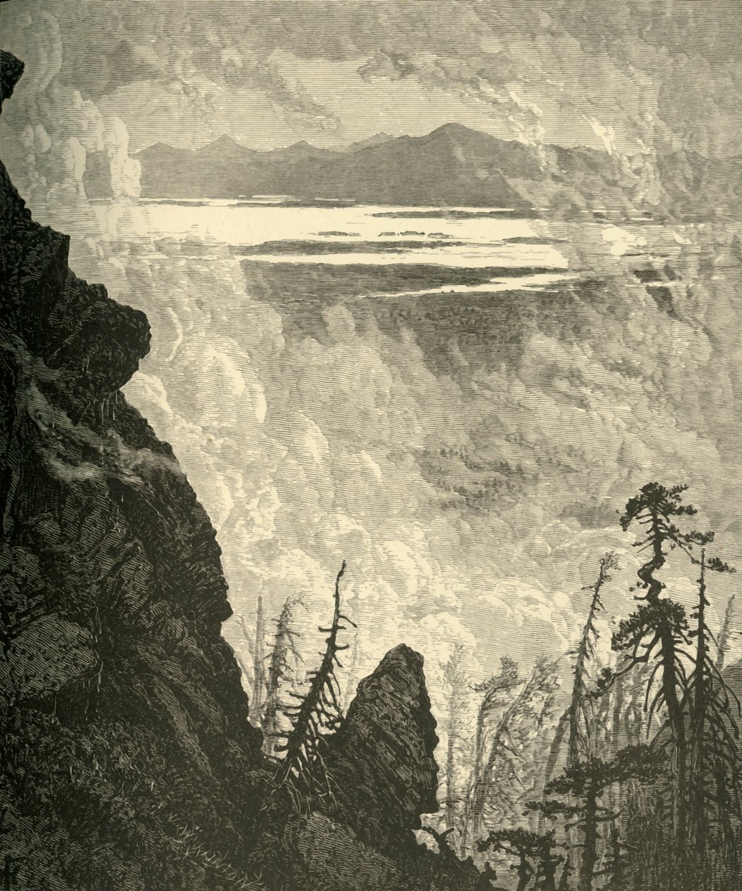 尚普兰湖的一瞥，来自首脑会议"，1874年。 作者 WJ林顿