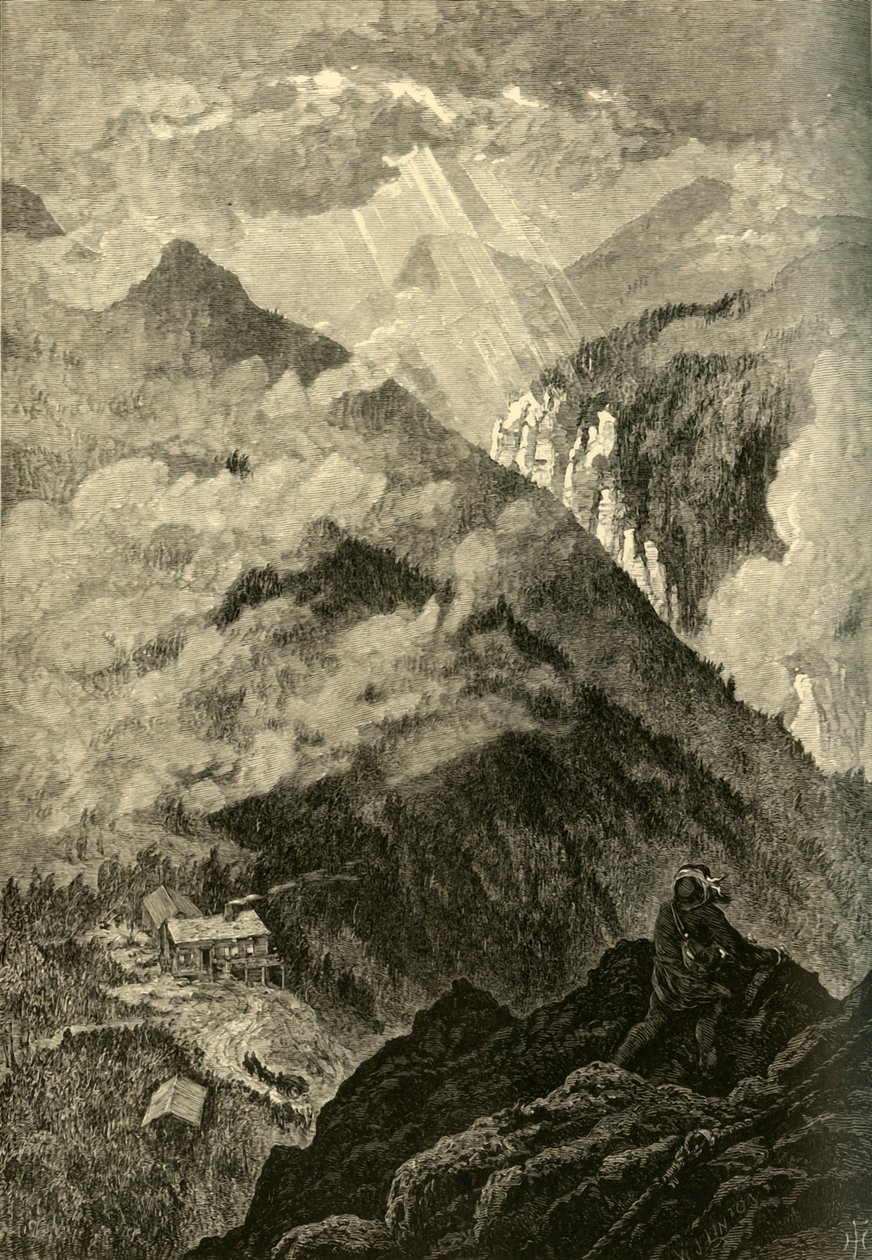 从鼻端看向走私者的凹槽》，1874年。   作者 WJ林顿