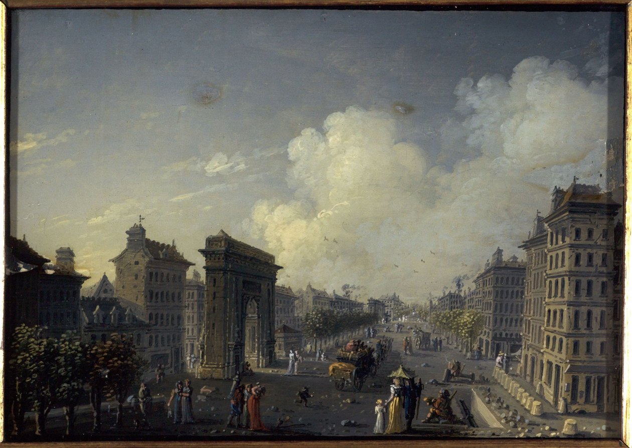 La porte de Saint-Denis et le boulevard，1801 年至 1850 年间（丝绸油画，玻璃） 作者 W勒贝尔