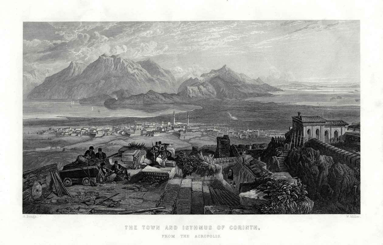 1887年，希腊雅典卫城的科林斯镇和地峡 作者 米勒