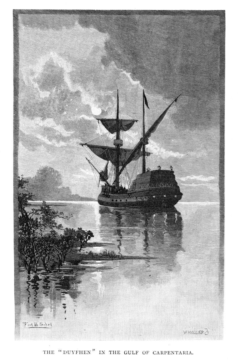 1606年1886年，澳大利亚卡彭塔里亚湾的杜伊芬（Dyfken）。 作者 莫里尔