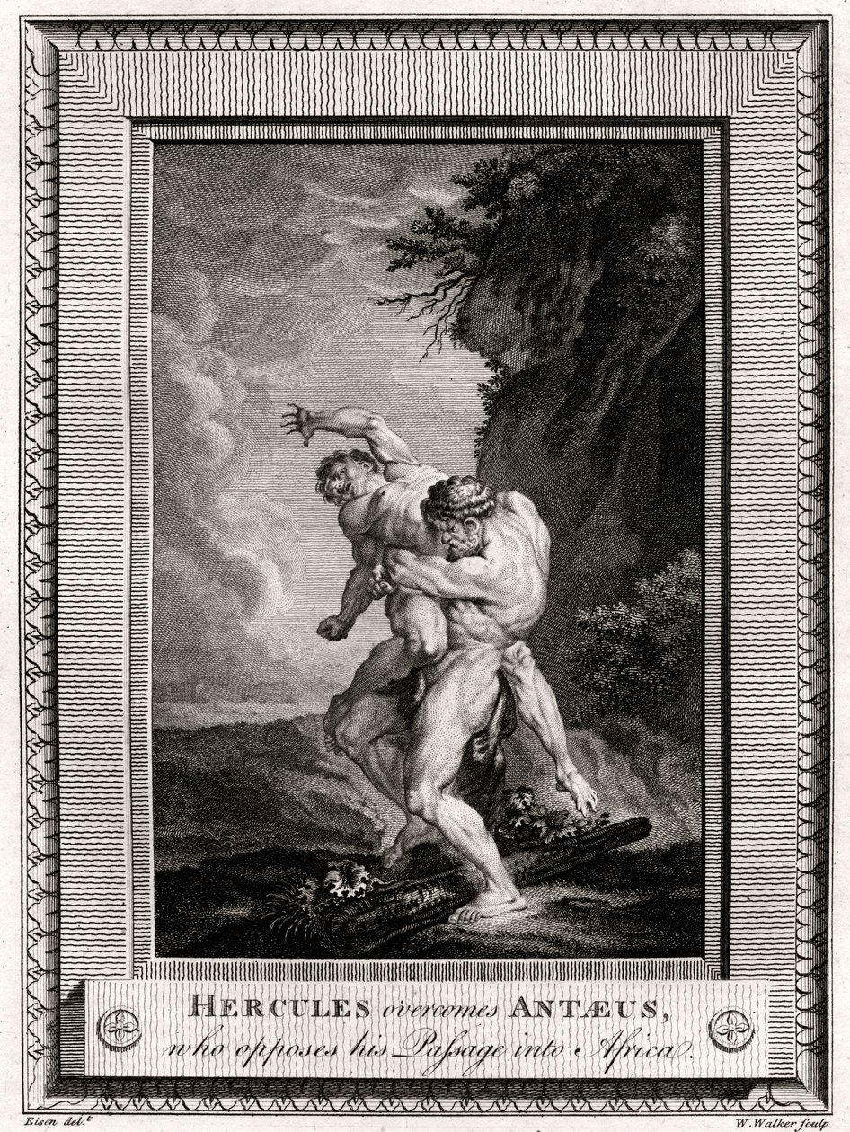 赫拉克勒斯战胜了反对他进入非洲的通道的Antaeus，1775年 作者 沃克