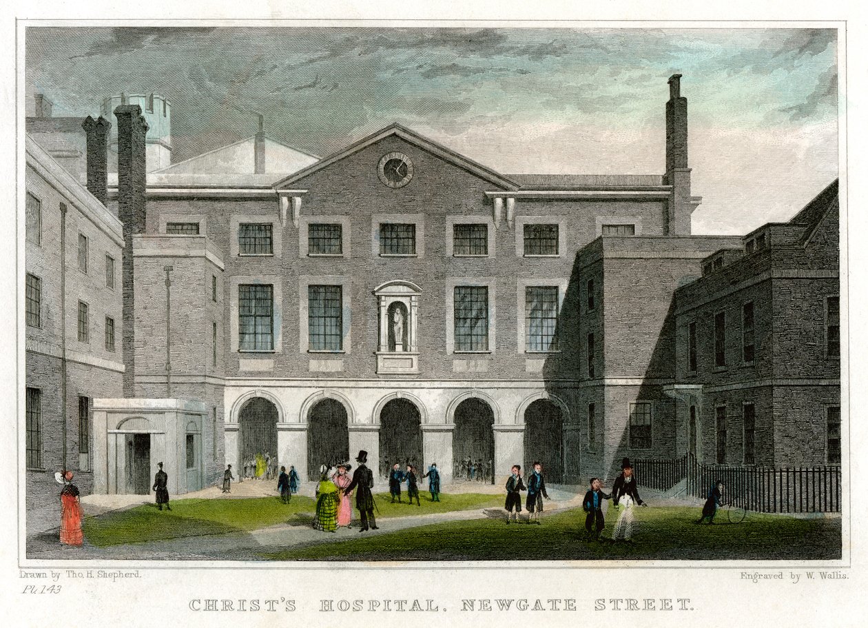 伦敦市新门街基督医院学校，1831年。 作者 瓦利斯