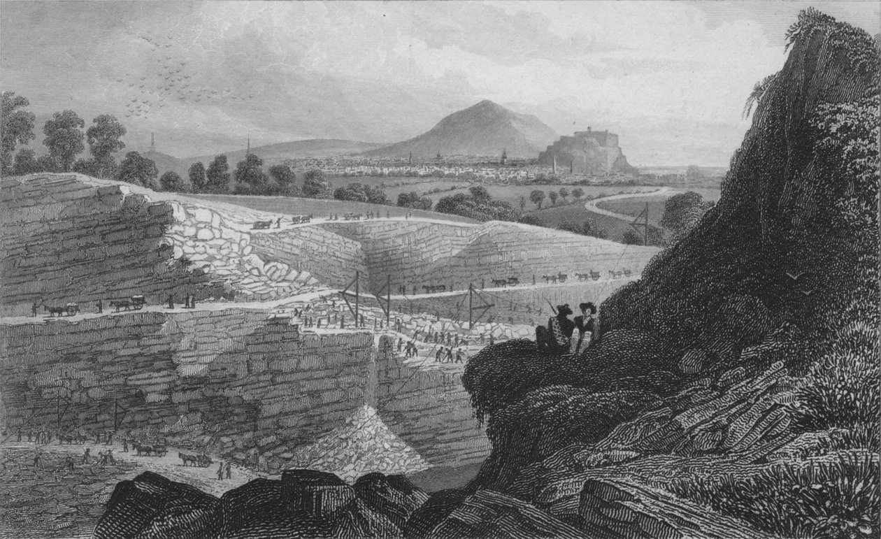 爱丁堡附近的克雷格里斯（Craigleith）的石矿场：新镇的建造地，1829年 作者 瓦利斯