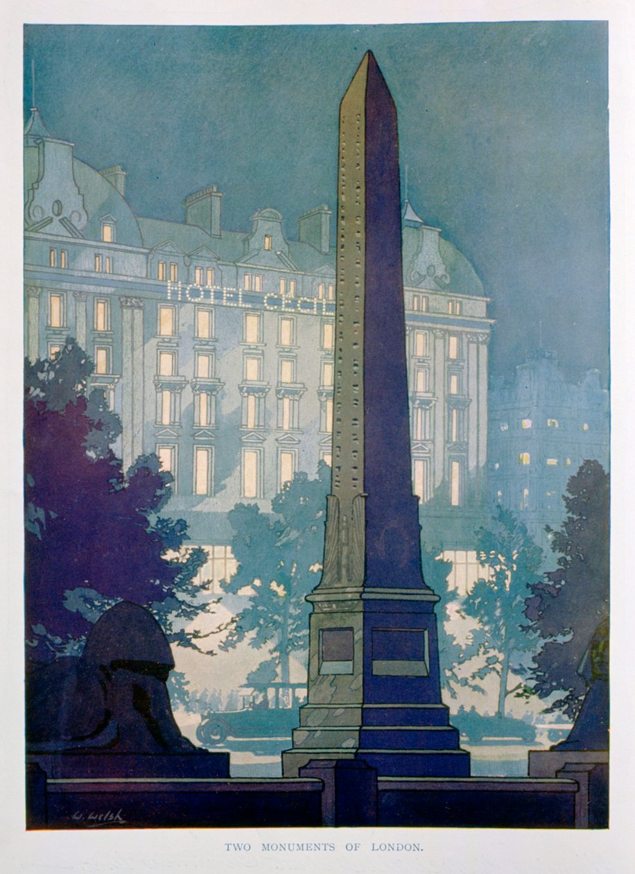 伦敦的两个纪念碑，广告于1925年的塞西尔酒店（Hotel Cecil）。 作者 威尔士