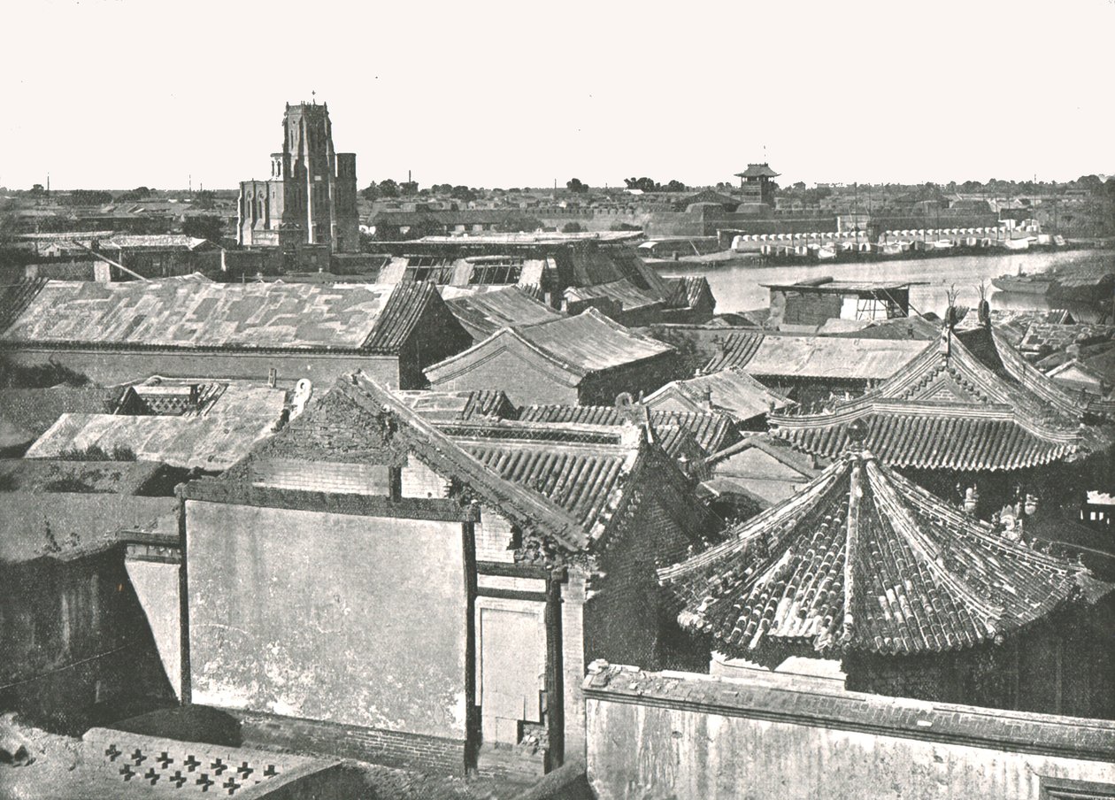 显示大教堂的废墟的全视图，田津，中国，1895年。 作者 W和S有限公司