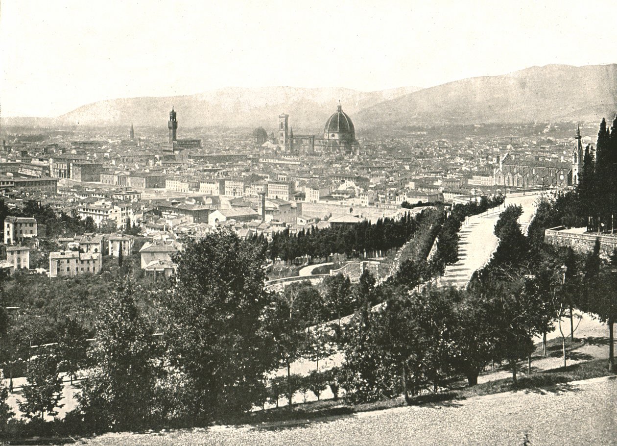意大利佛罗伦萨市全景，1895年。 作者 W和S有限公司