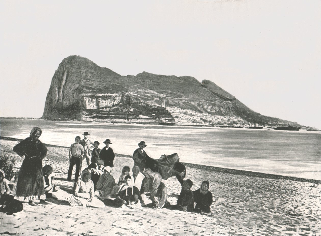 岩石的看法从海的，直布罗陀，1895年。 作者 W和S有限公司