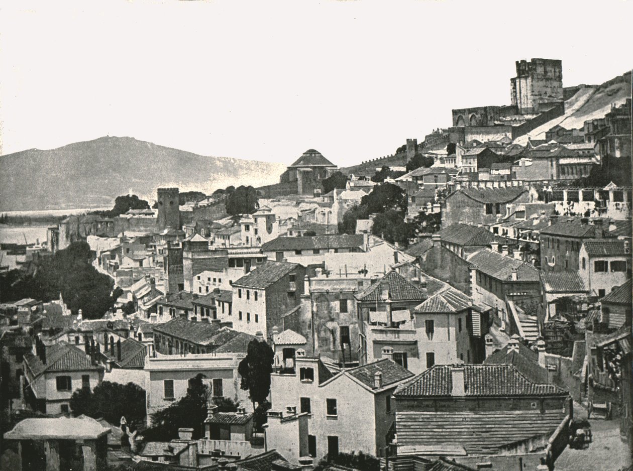 镇景，直布罗陀，1895年。 作者 W和S有限公司