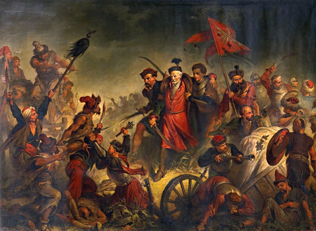 Stanislaw Zolkiewski在1620年Cecora战役中的死亡》，1877年。 作者 瓦列里·艾尔贾斯·拉齐科夫斯基