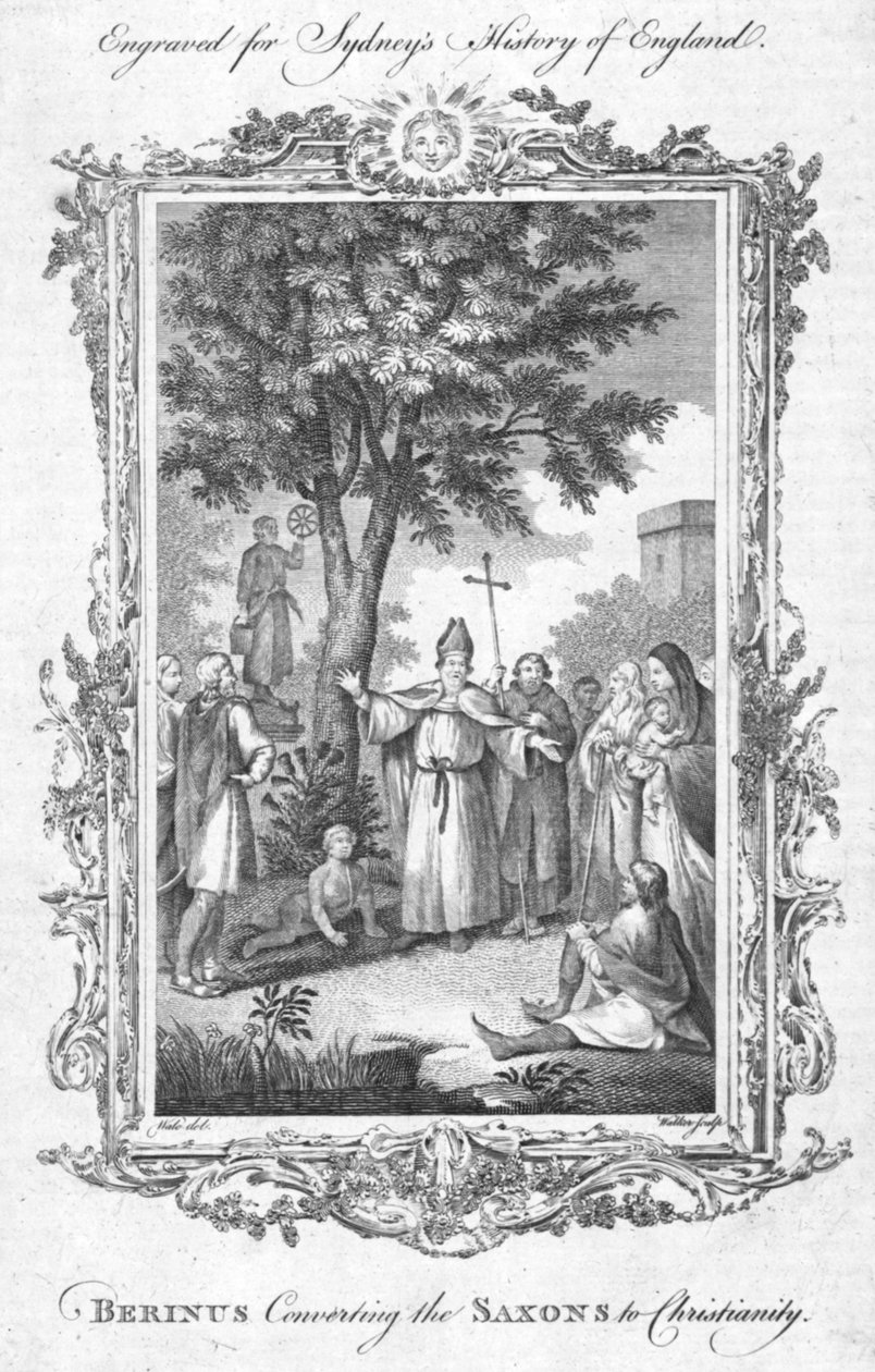 贝里努斯将撒克逊人转变为基督教。，c1774 作者 沃克