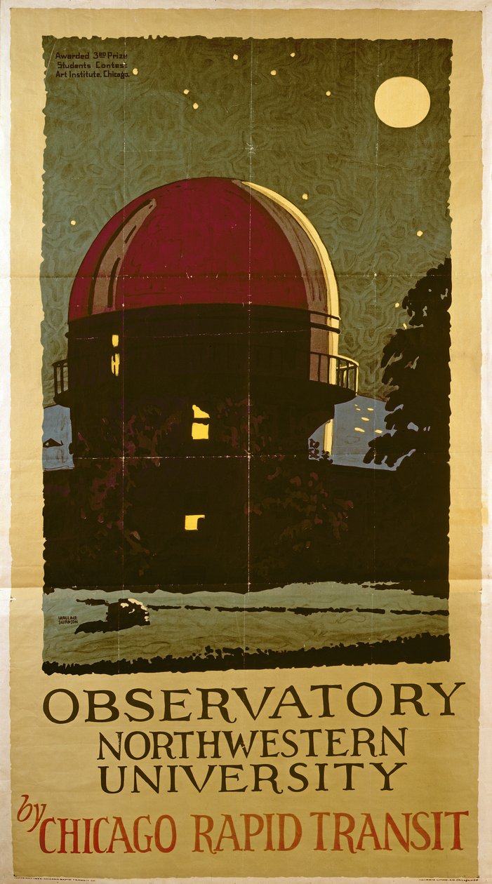 天文台西北大学，1925年美国芝加哥捷运公司的海报 作者 华莱士·斯旺森