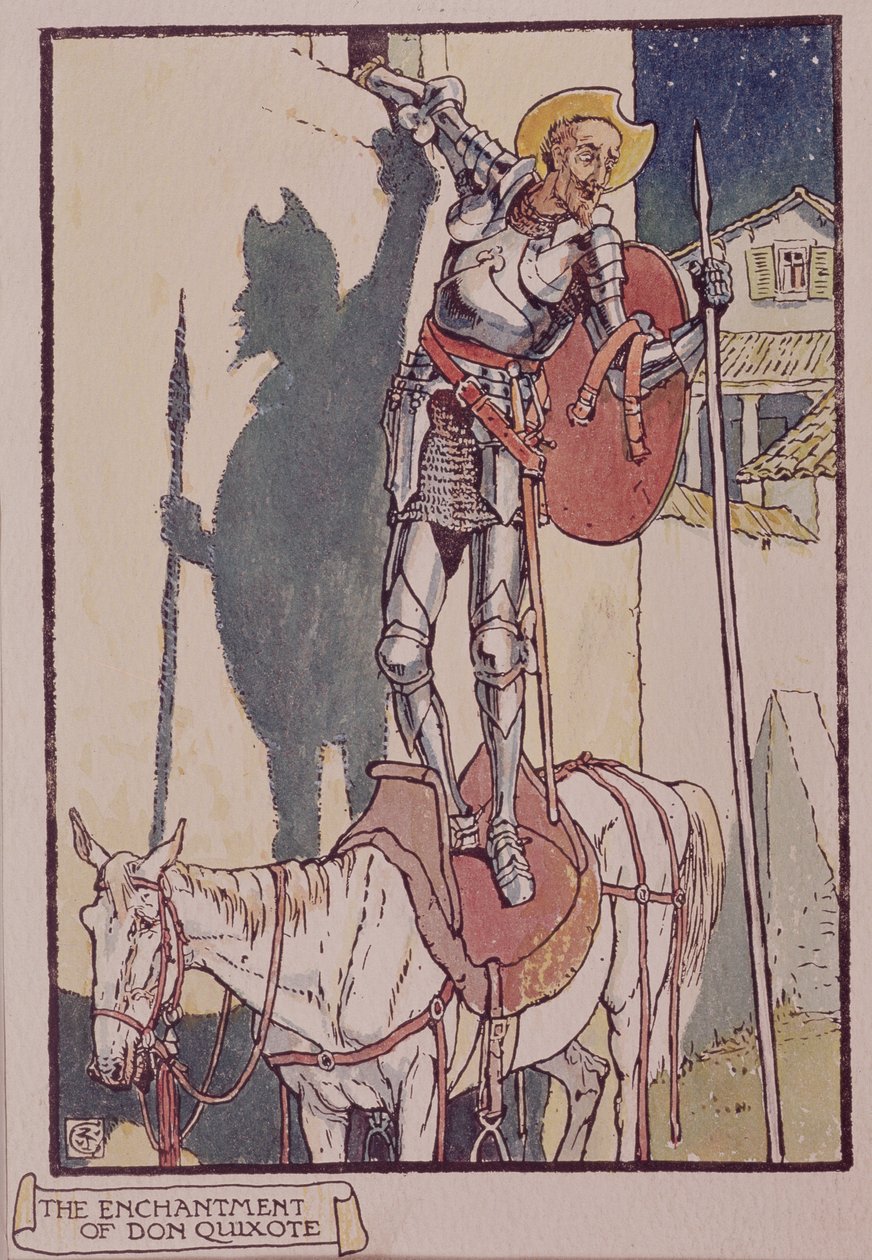 来自塞万提斯的&39;Don Quixote de la Mancha&39;的堂吉诃德（画线） 作者 沃尔特克兰