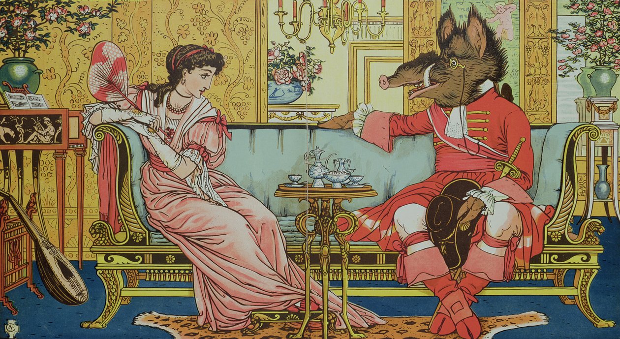 “美女与野兽”中的插图，c.1900 作者 沃尔特克兰