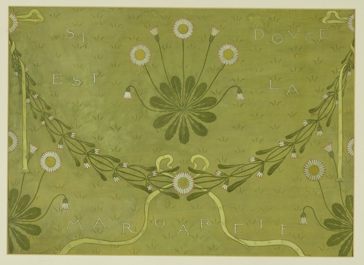 &39;La Margarete&39;壁纸设计，由Jeffrey and Co.，1876年印刷（纸上彩色） 作者 沃尔特克兰