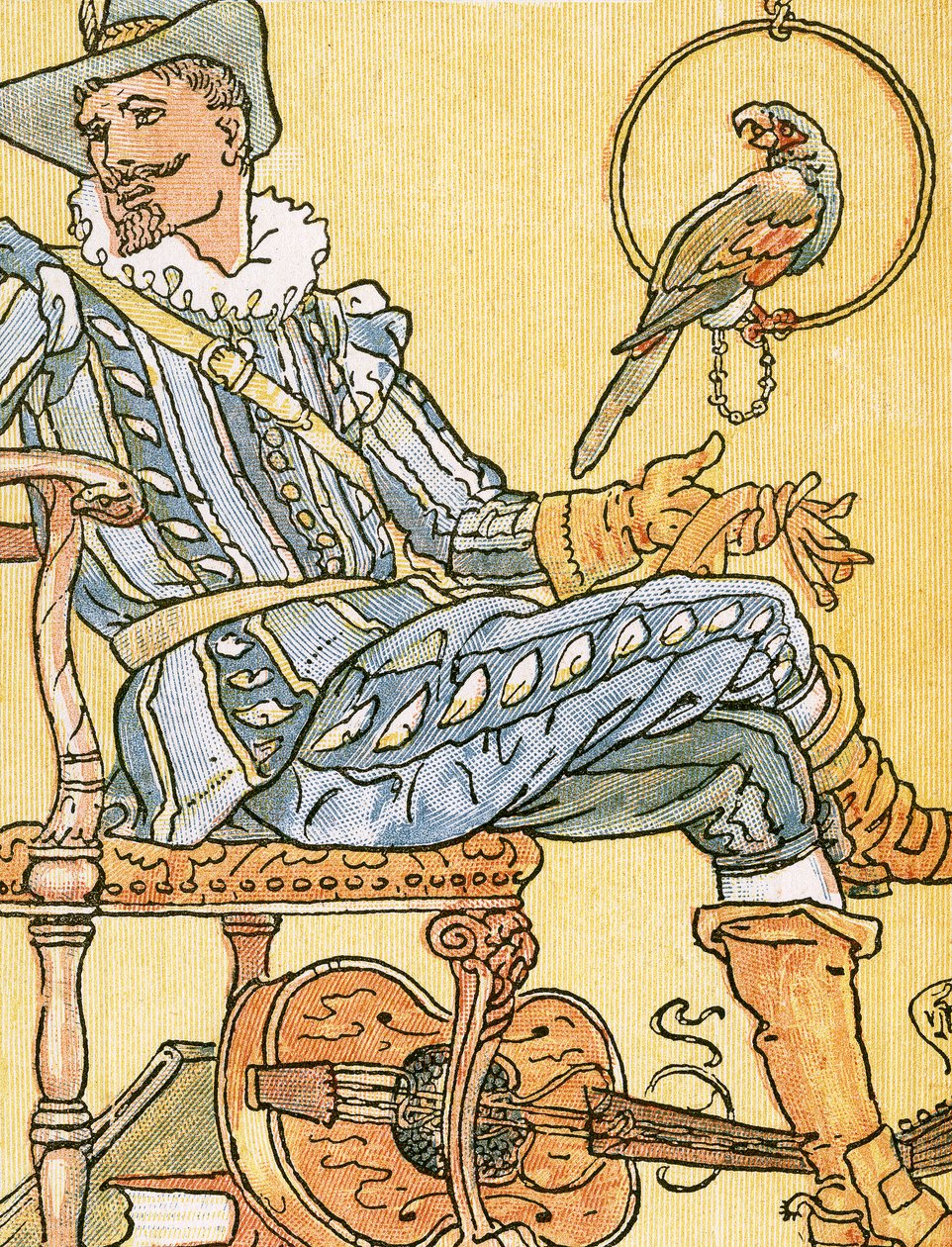 &39;My Lady Greensleeves&39;，歌曲插图来自&39;Pan-Pipes&39;，一本旧歌，新安排和Theo陪伴。 Marzials，1884年由George Routledge und Sons在伦敦出版（颜色 作者 沃尔特克兰
