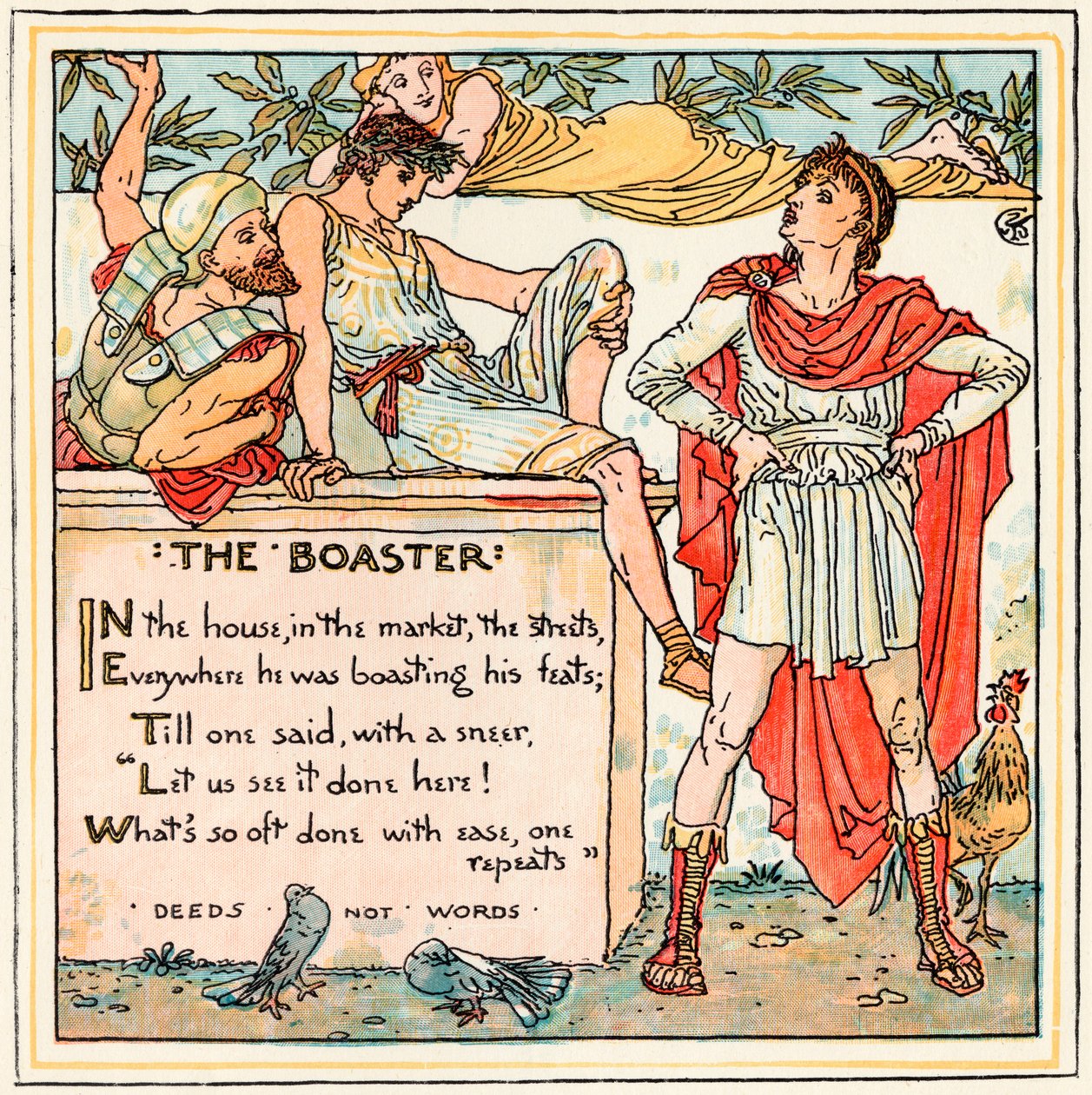 Boaster，来自&39;Baby&39;s Own Aesop&39;的插图，由伦敦Edmund Evans雕刻和印刷，于1920年出版 作者 沃尔特克兰
