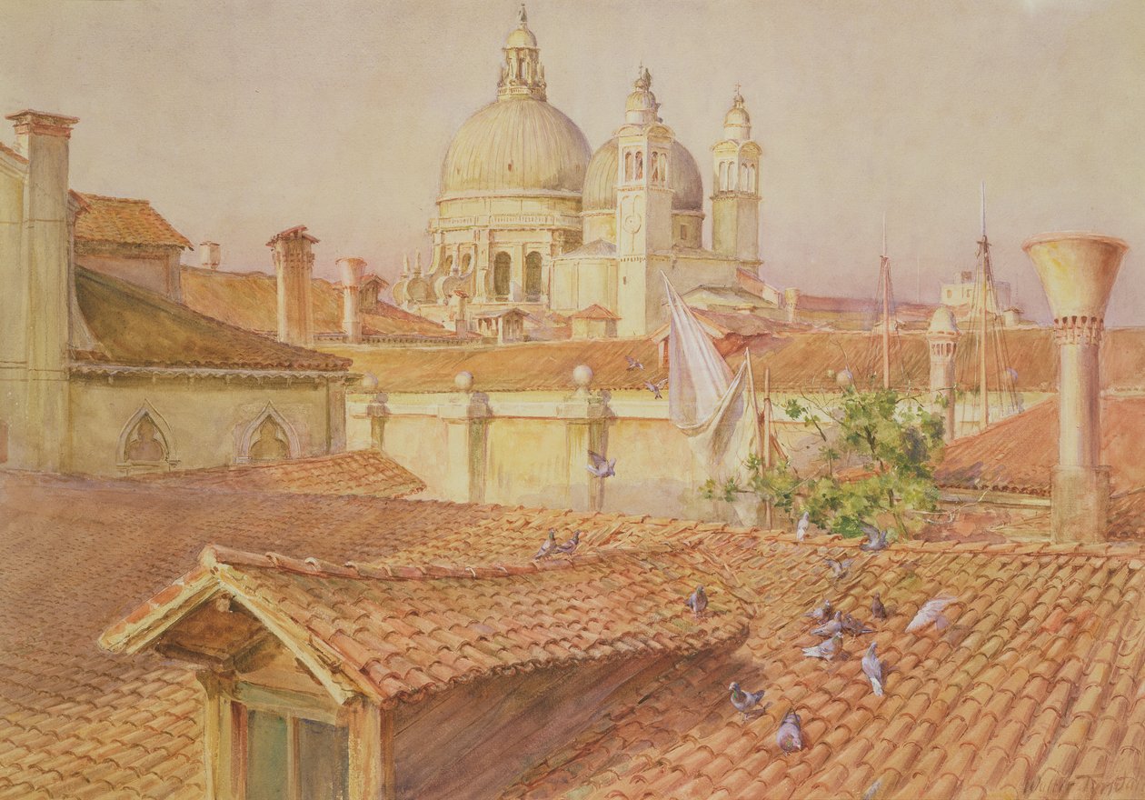 从艺术家窗口望向Santa Maria Della Salute，威尼斯（wc） 作者 沃尔特·弗雷德里克·屋顶·廷代尔
