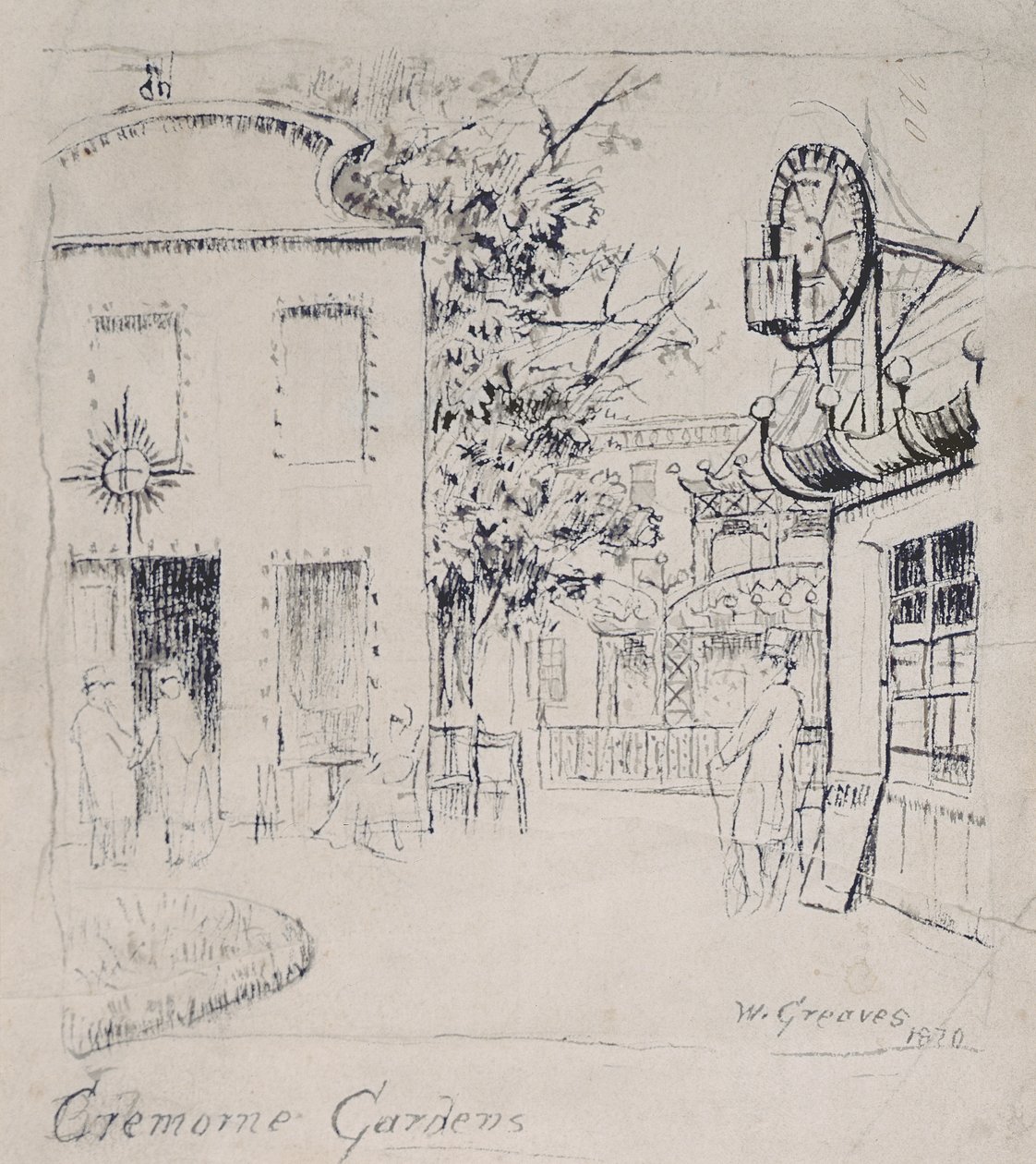 詹姆斯麦克尼尔惠斯勒在1869年切尔西克雷蒙花园 作者 沃尔特·格雷夫斯