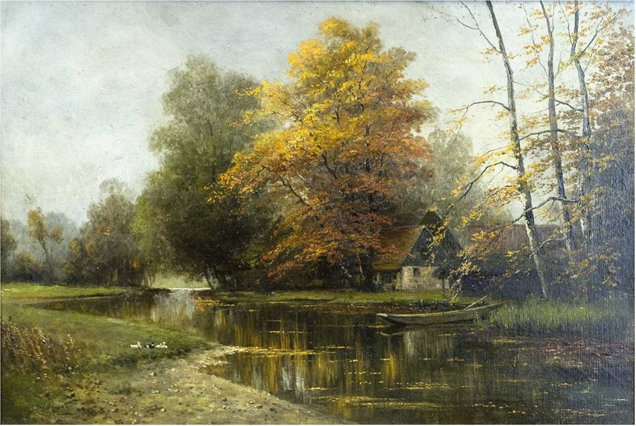 Spreewaldlandschaft bei LehdenDeutsch：在Spreewaldn 作者 沃尔特·莫拉斯（Walter Moras）