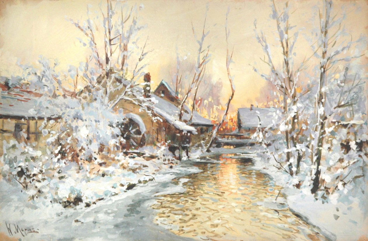 白雪皑皑的水车 作者 沃尔特·莫拉斯（Walter Moras）