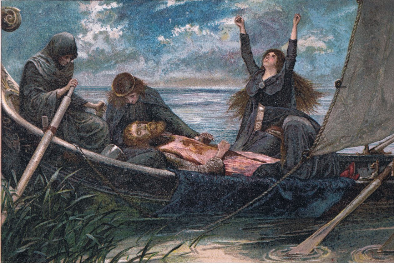 亚瑟的传递，来自Tennyson Pictures的插图，由EP Dutton＆Co出版，c.1900 作者 沃尔特·佩吉特