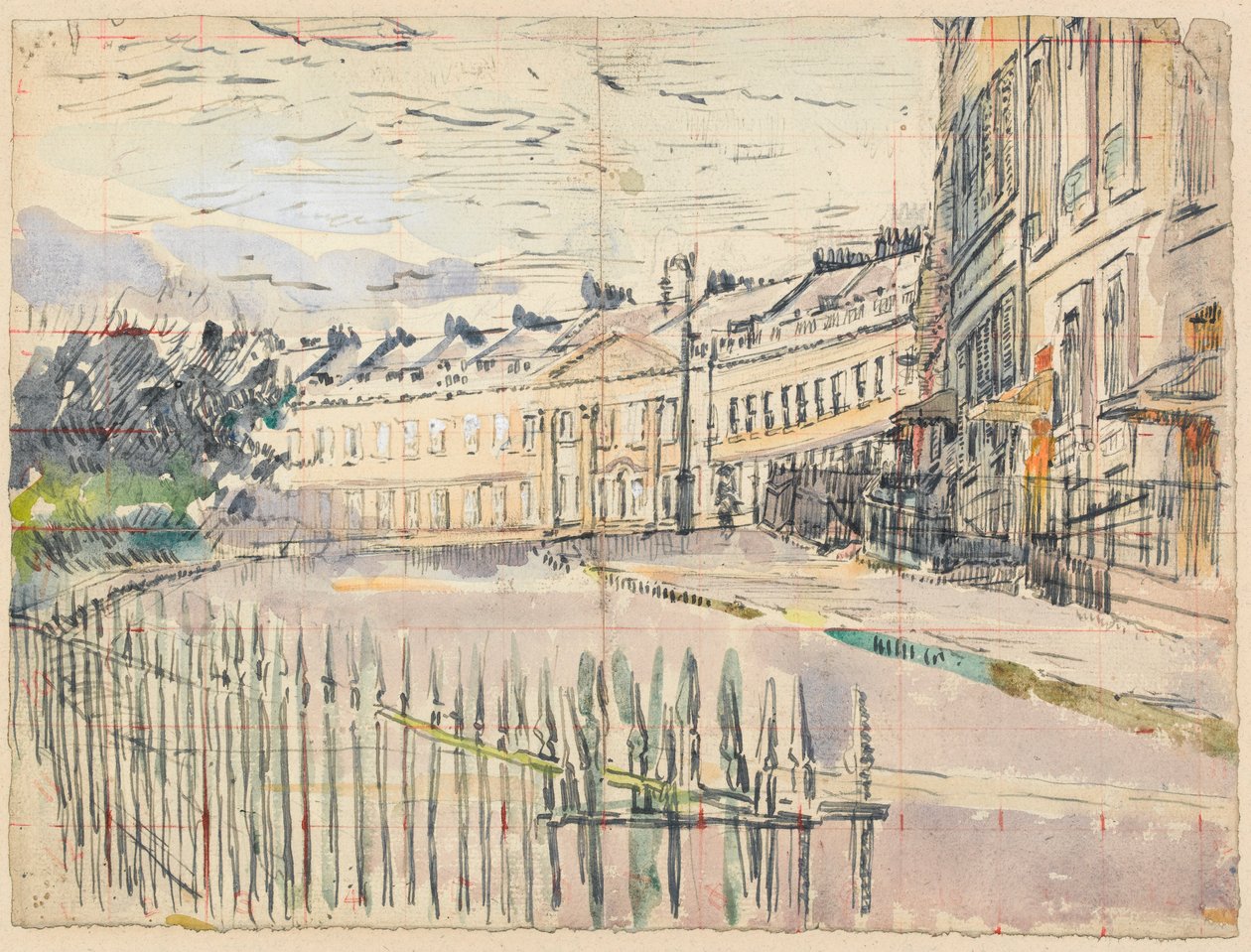 Lansdown Crescent，Bath的视图（笔和墨水与纸上的石墨相比） 作者 沃尔特·理查德·西克特