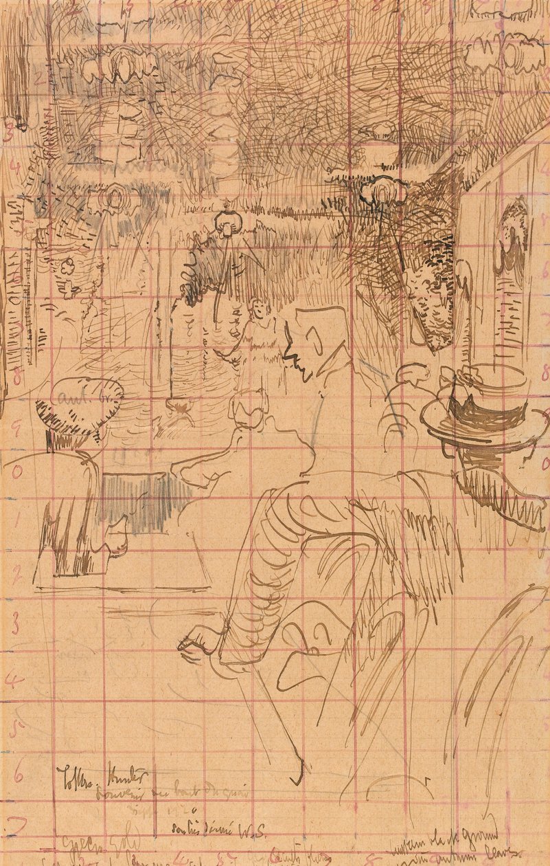 1920年迪耶普的Vernet&39;s咖啡厅音乐会（纸上的石墨和棕色墨水） 作者 沃尔特·理查德·西克特