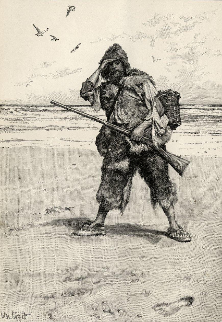 “我站得像一个雷鸣般的人”，插图来自&39;Robinson Crusoe&39;，作者：Daniel Defoe（1660-1731），由Cassell and Company出版，1896年 作者 沃尔特·斯坦利·佩吉特