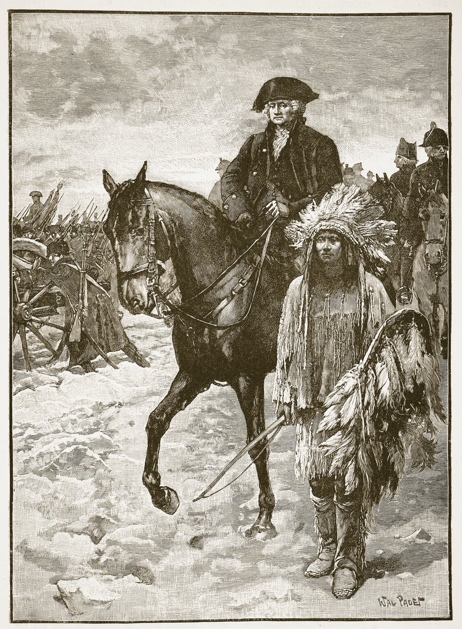 华盛顿穿越特拉华州，1776年，插图来自“卡塞尔的英国插图史”（棕褐色照片） 作者 沃尔特·斯坦利·佩吉特
