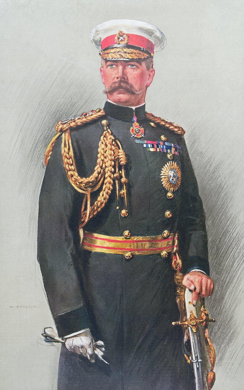 喀土穆Viscount Kitchener（彩色雕刻） 作者 沃尔特·沃勒·卡芬