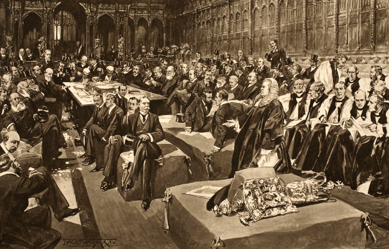 加冕誓言 - 爱德华七世的第一个议会，来自“伦敦新闻画报”，1902年 作者 托马斯·沃尔特·威尔逊