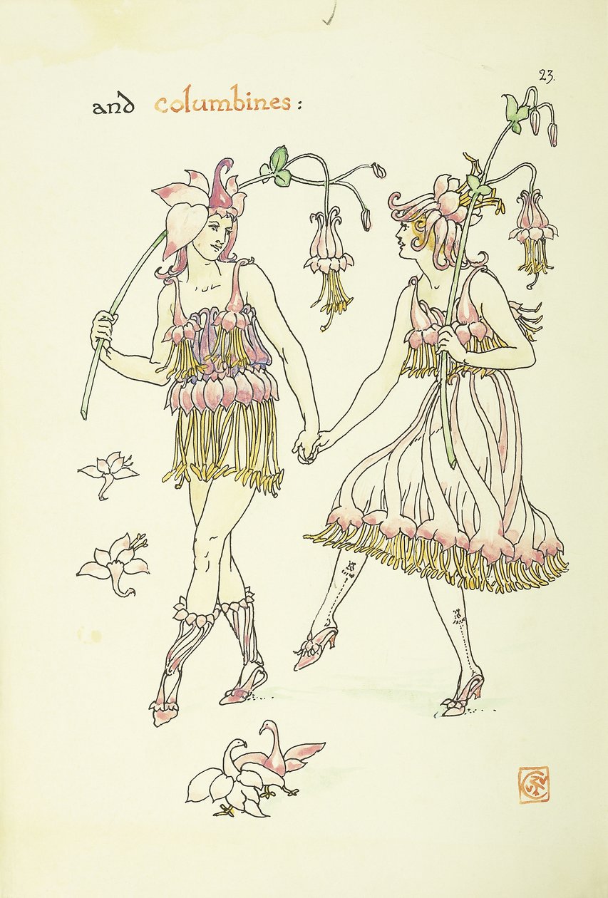 莎士比亚花园里的花：哥伦比，1906年 作者 沃尔特克兰