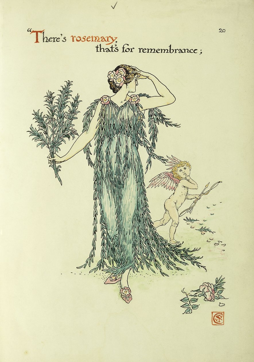 莎士比亚花园里的花：迷迭香，1906年 作者 沃尔特克兰