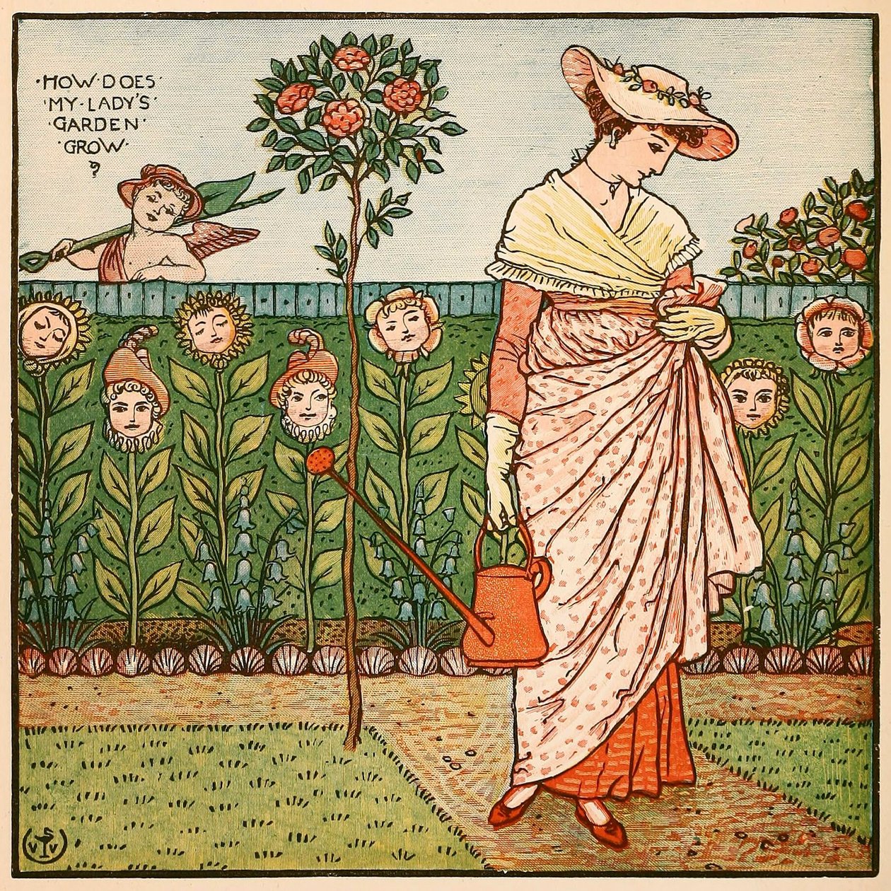我的夫人的花园是如何生长的》，出自沃尔特-克雷恩的绘画书，1889年出版。  1889. 作者 沃尔特克兰