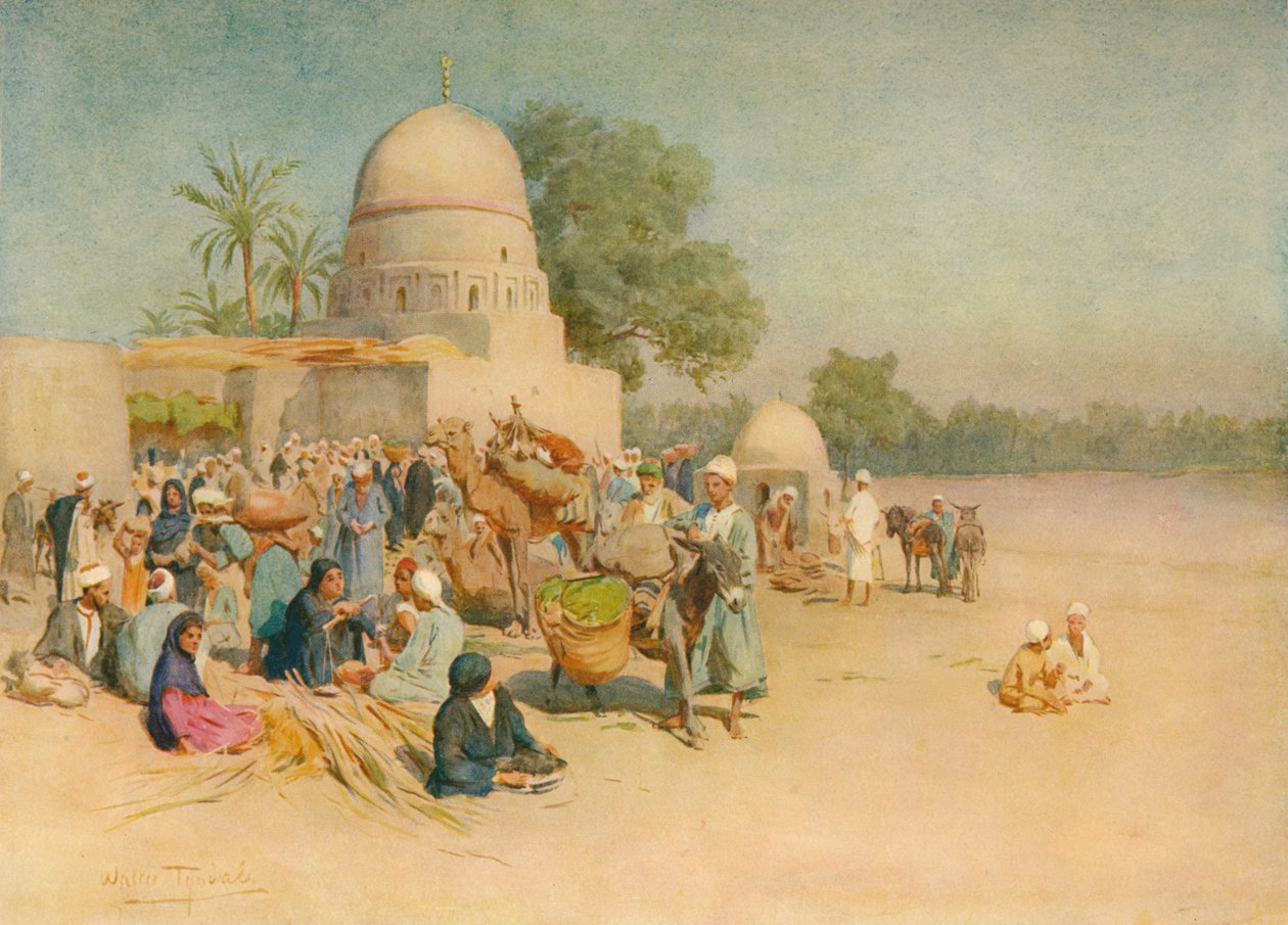 沙漠边缘的市场，c1905，1912年 作者 沃尔特·弗雷德里克·屋顶·廷代尔