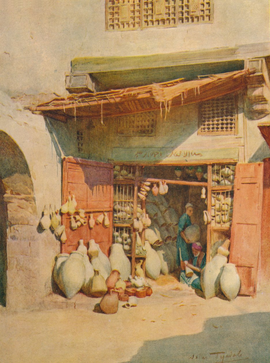 尼罗河村的陶器集市，c1905，1912年 作者 沃尔特·弗雷德里克·屋顶·廷代尔