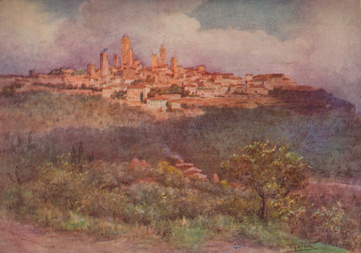 Val Delsa的San Gimignano，摄于1900年1913年 作者 沃尔特·弗雷德里克·屋顶·廷代尔