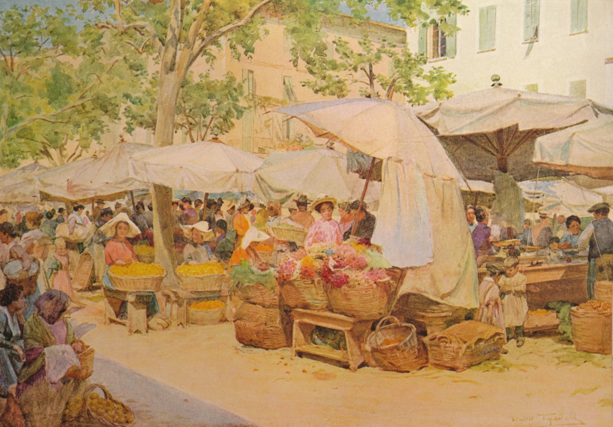 尼斯市场，1912年左右，1912年 作者 沃尔特·弗雷德里克·屋顶·廷代尔