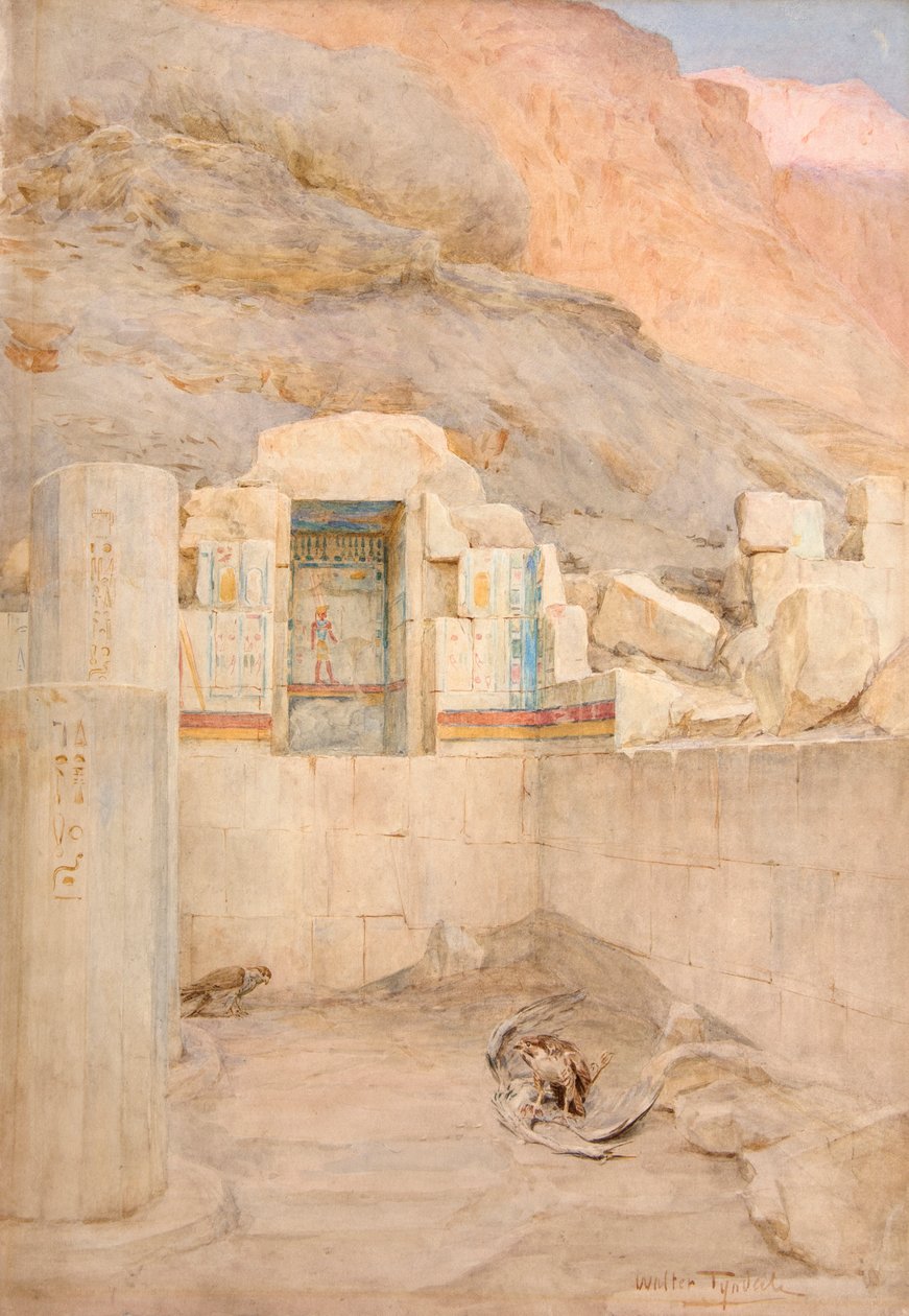 两只猛禽与鹳鸟尸体（水彩画） 作者 沃尔特·弗雷德里克·屋顶·廷代尔