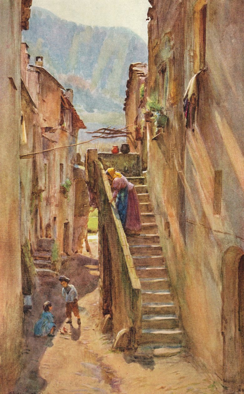 Vicolo del Ponte，新阿尔贝加别墅，c1910，1912 作者 沃尔特·弗雷德里克·屋顶·廷代尔