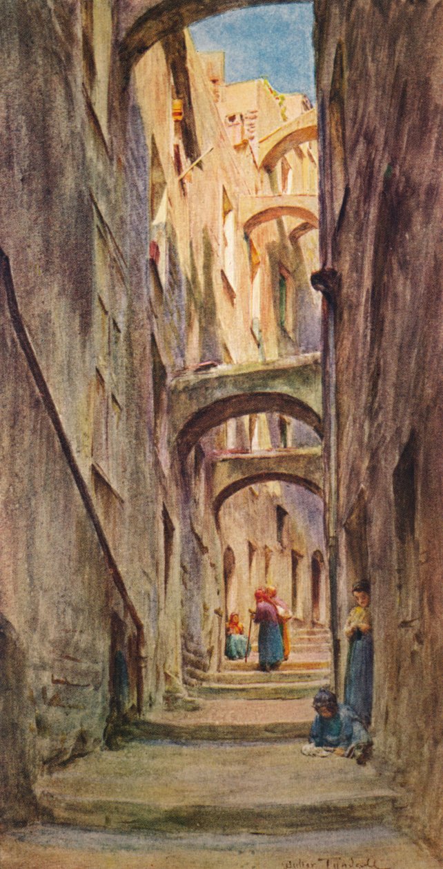 Vicolo della Providenza，圣雷莫，c1910，1912 作者 沃尔特·弗雷德里克·屋顶·廷代尔