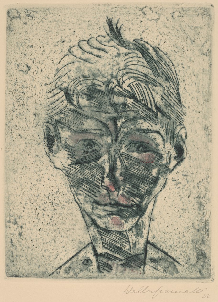 年轻人的半身像，自画像男孩的头，自画像，19221923。 作者 沃尔特·格拉马特