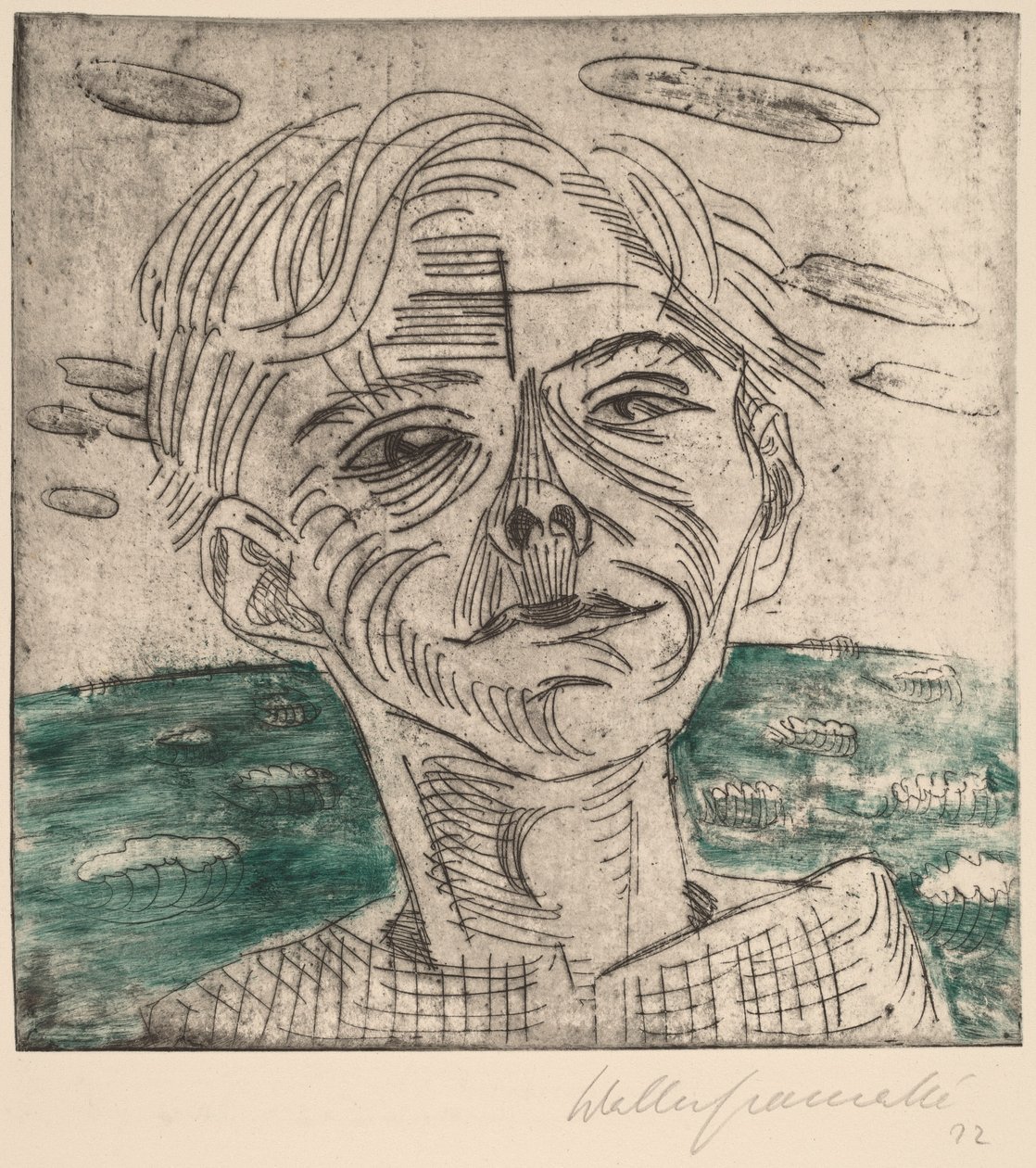 海边的男人，自画像 海边的男人，自画像，1923年。 作者 沃尔特·格拉马特