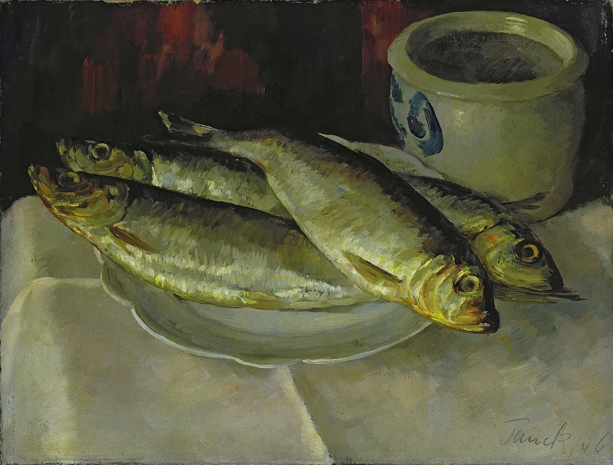 鱼类静物（布面油画） 作者 沃尔特·海因里希·坦克