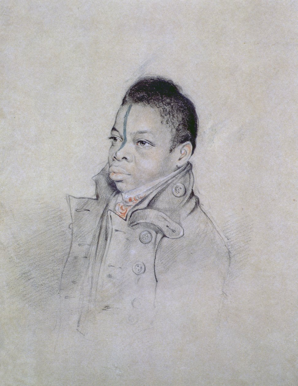 肖像研究，c。 1840年（铅笔和粉笔在纸上） 作者 沃尔特·胡德·惠誉