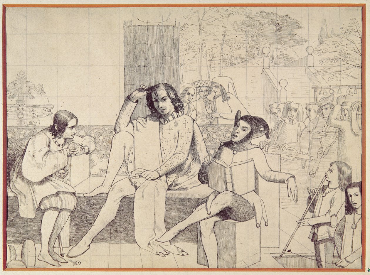 第十二夜，1850年（钢笔画） 作者 沃尔特·豪威尔·德弗雷尔